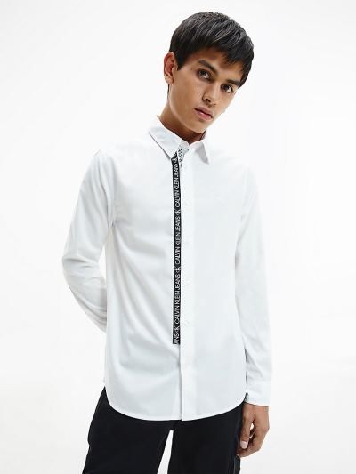 Calvin Klein Ruhák HU469147 | Calvin Klein Slim Organic Cotton Stretch Férfi Ing Világos Fehér